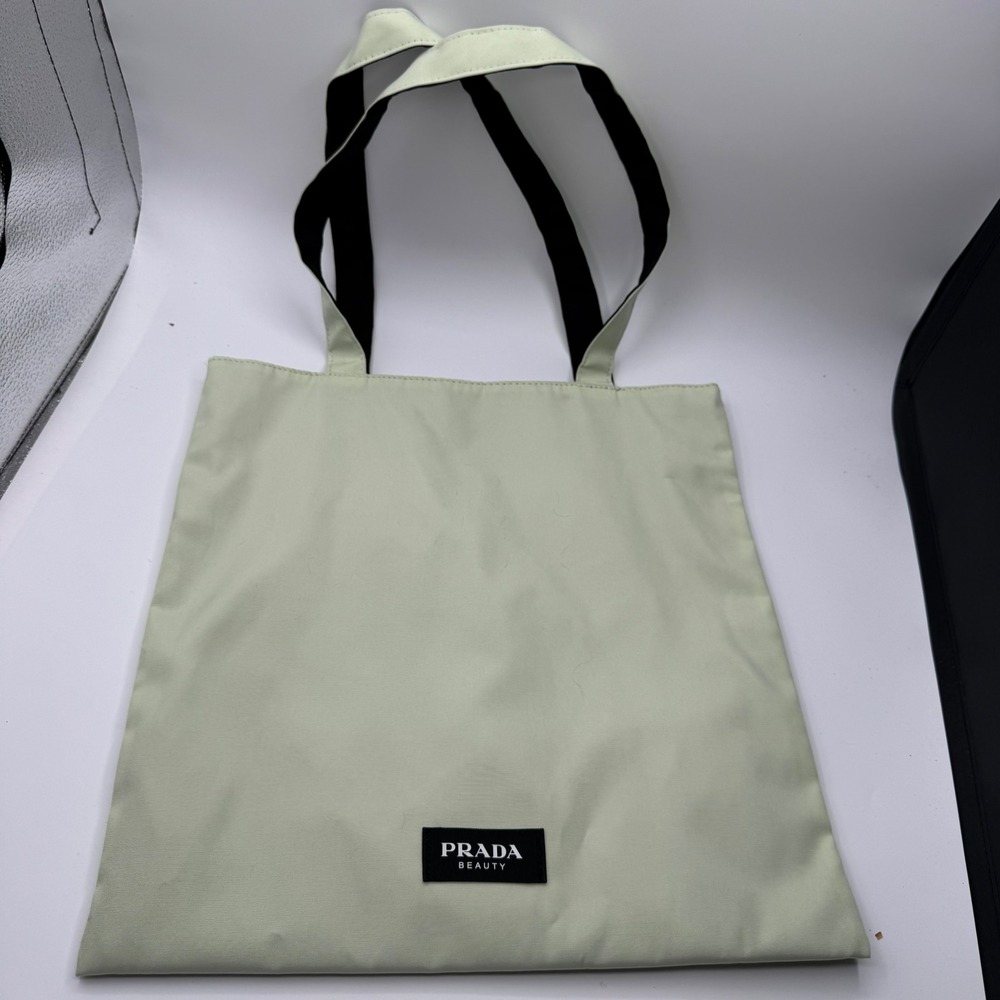 Prada Beauty Reversible Nylon Tote Bag Mint Green and Black Logo Shopping Bag